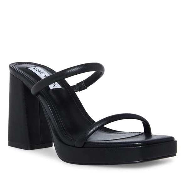 NEW! Steve Madden Black Polly Platform Heeled Sandal - Size 9 - Picture 1 of 10